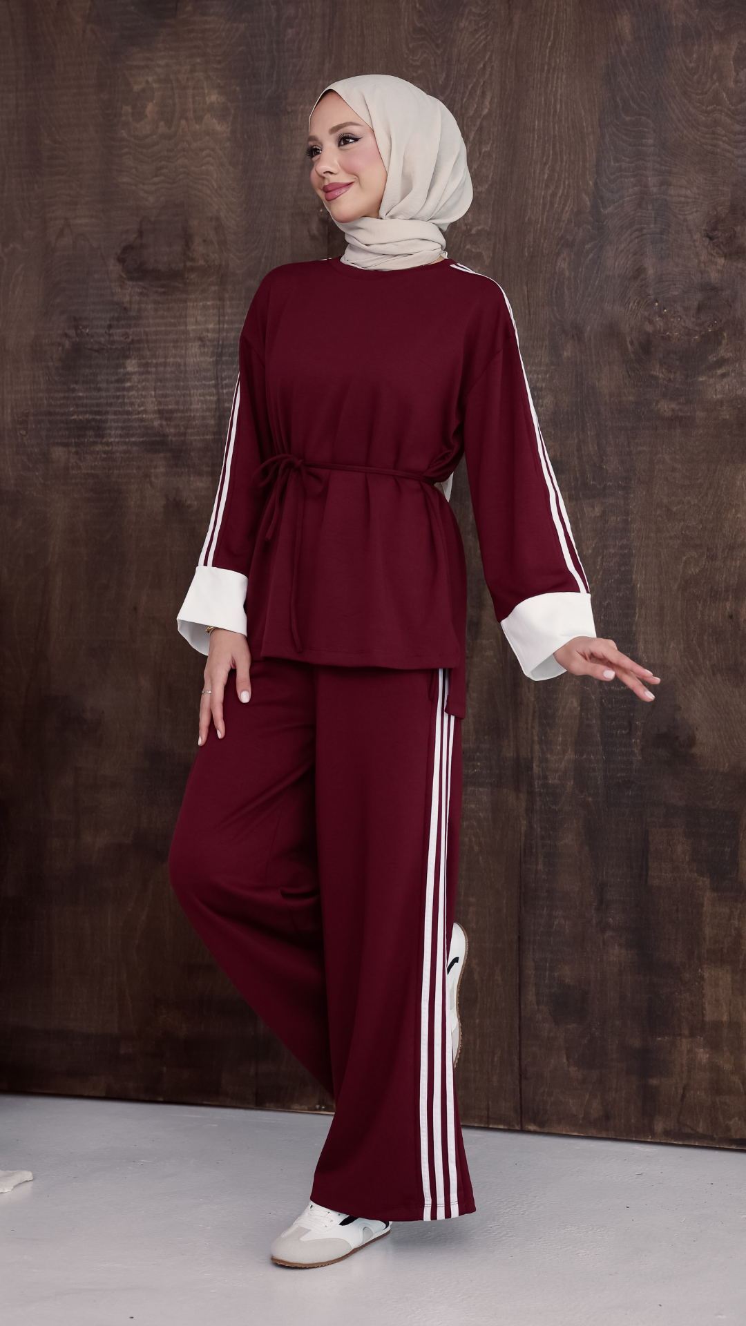 Çizgili Oyso Takım- Bordo