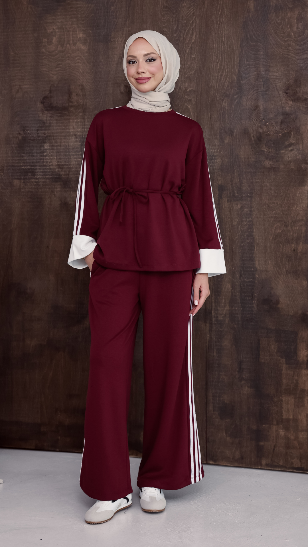 Çizgili Oyso Takım- Bordo