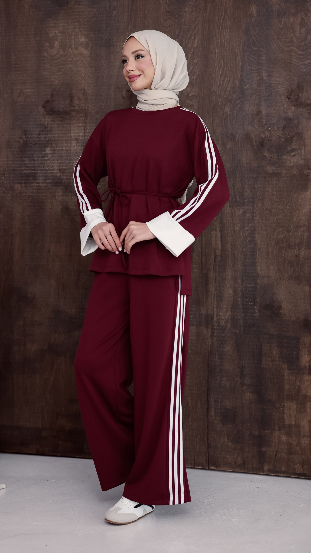 Çizgili Oyso Takım- Bordo
