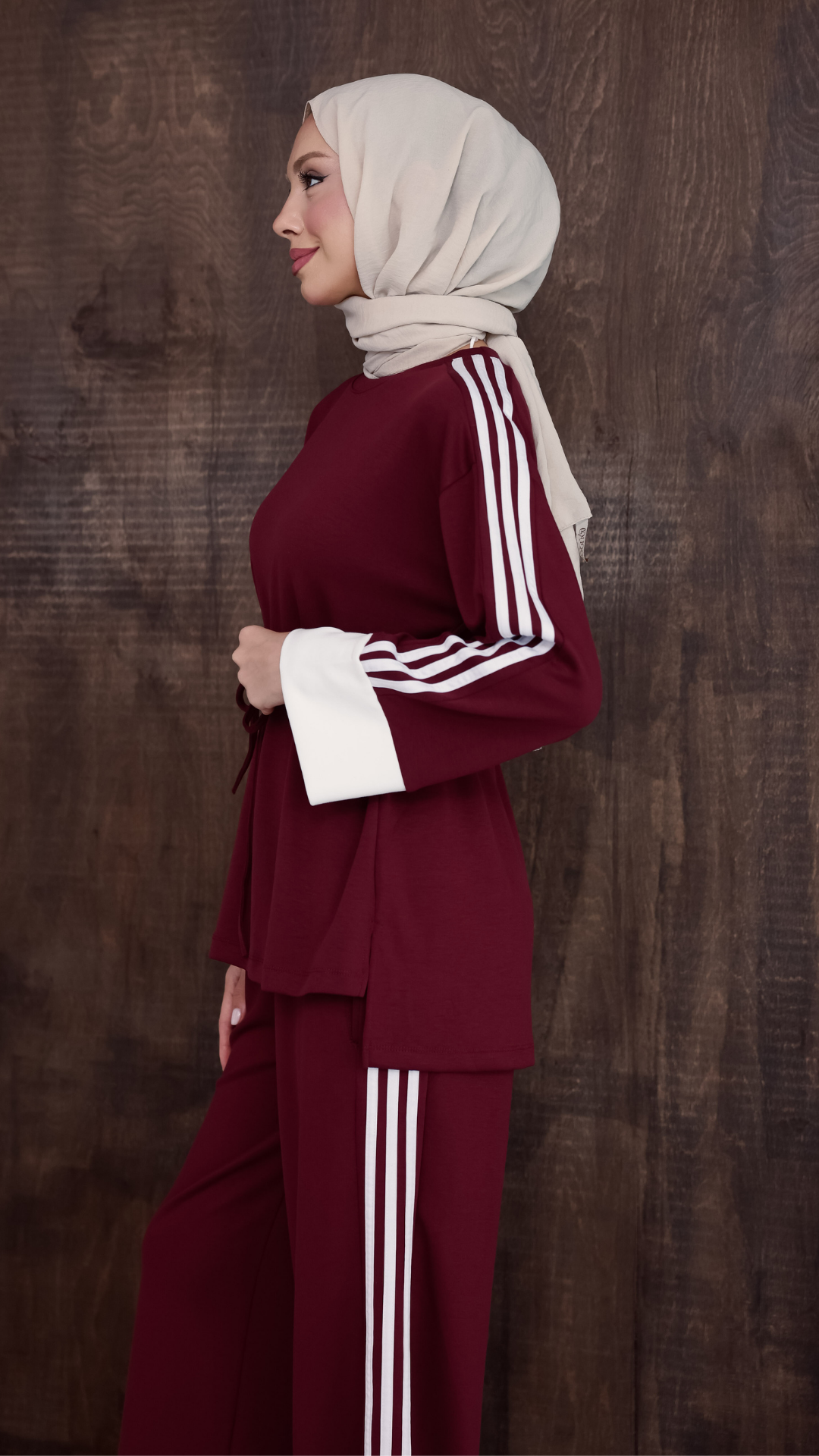 Çizgili Oyso Takım- Bordo