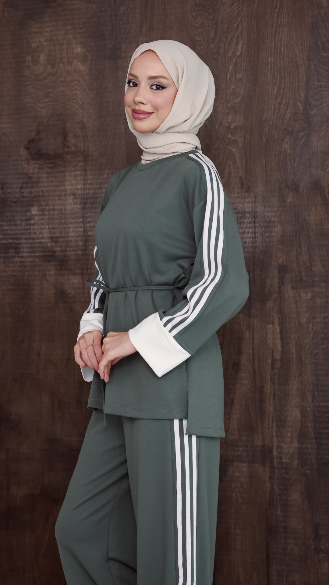 Çizgili Oyso Takım-Haki