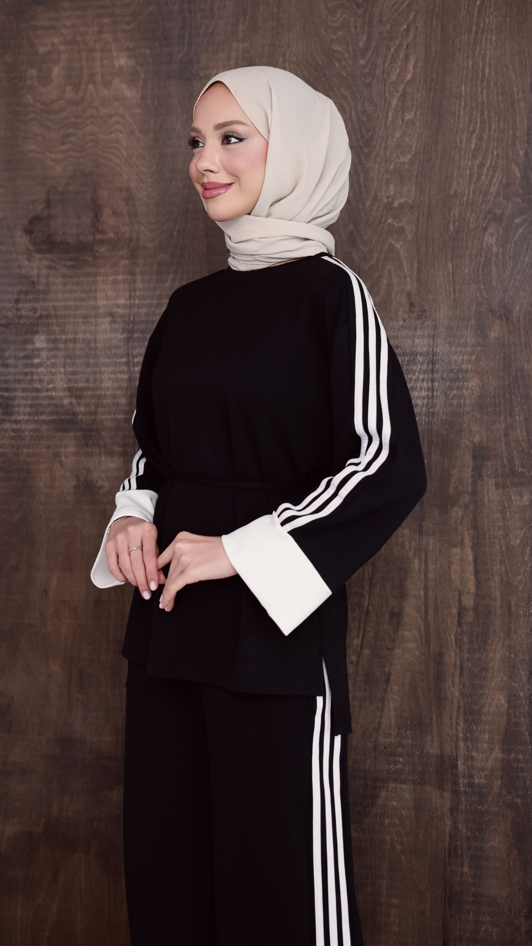 Çizgili Oyso Takım - Siyah