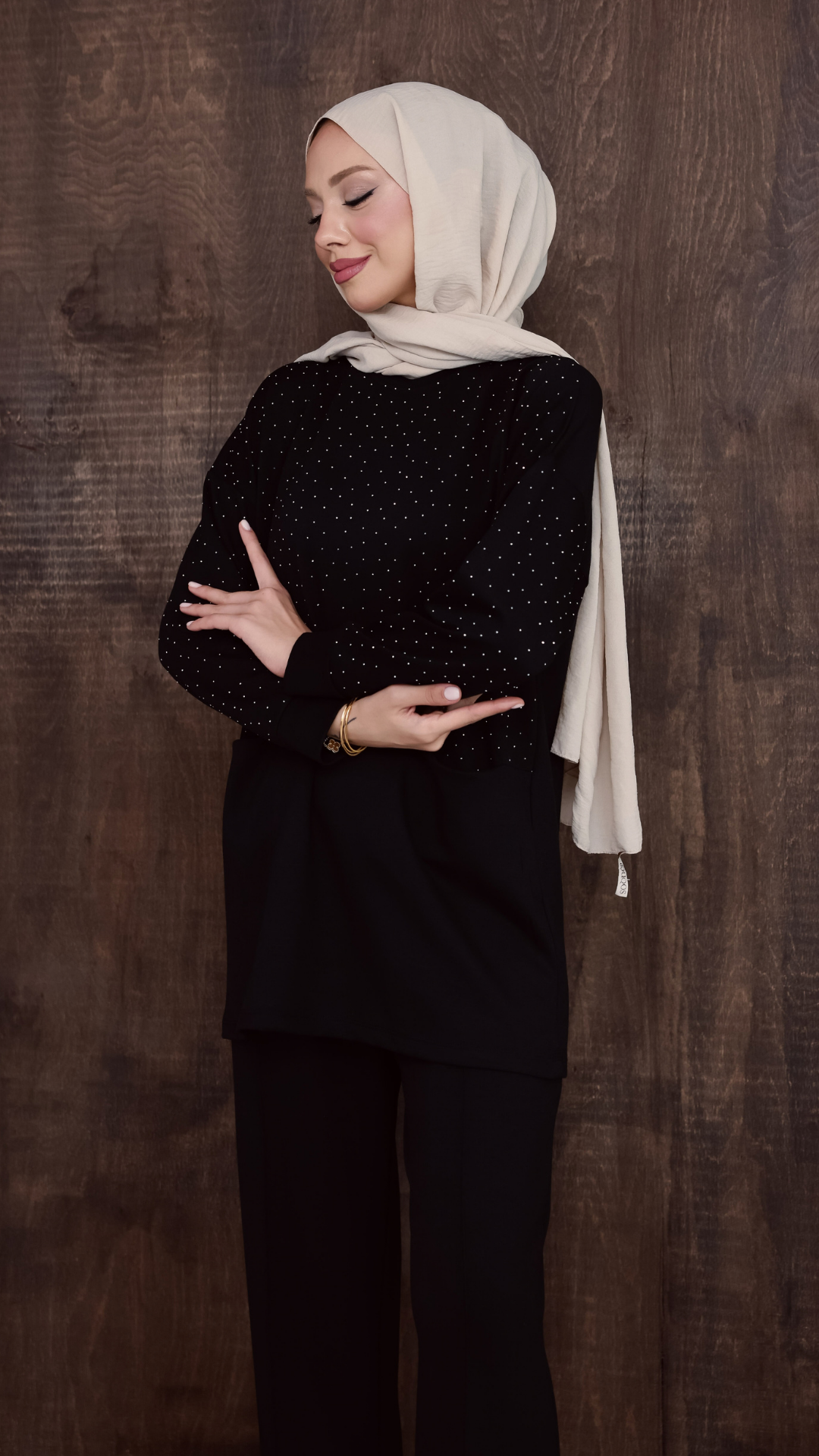 Taş Detaylı Alt Üst Takım - Siyah